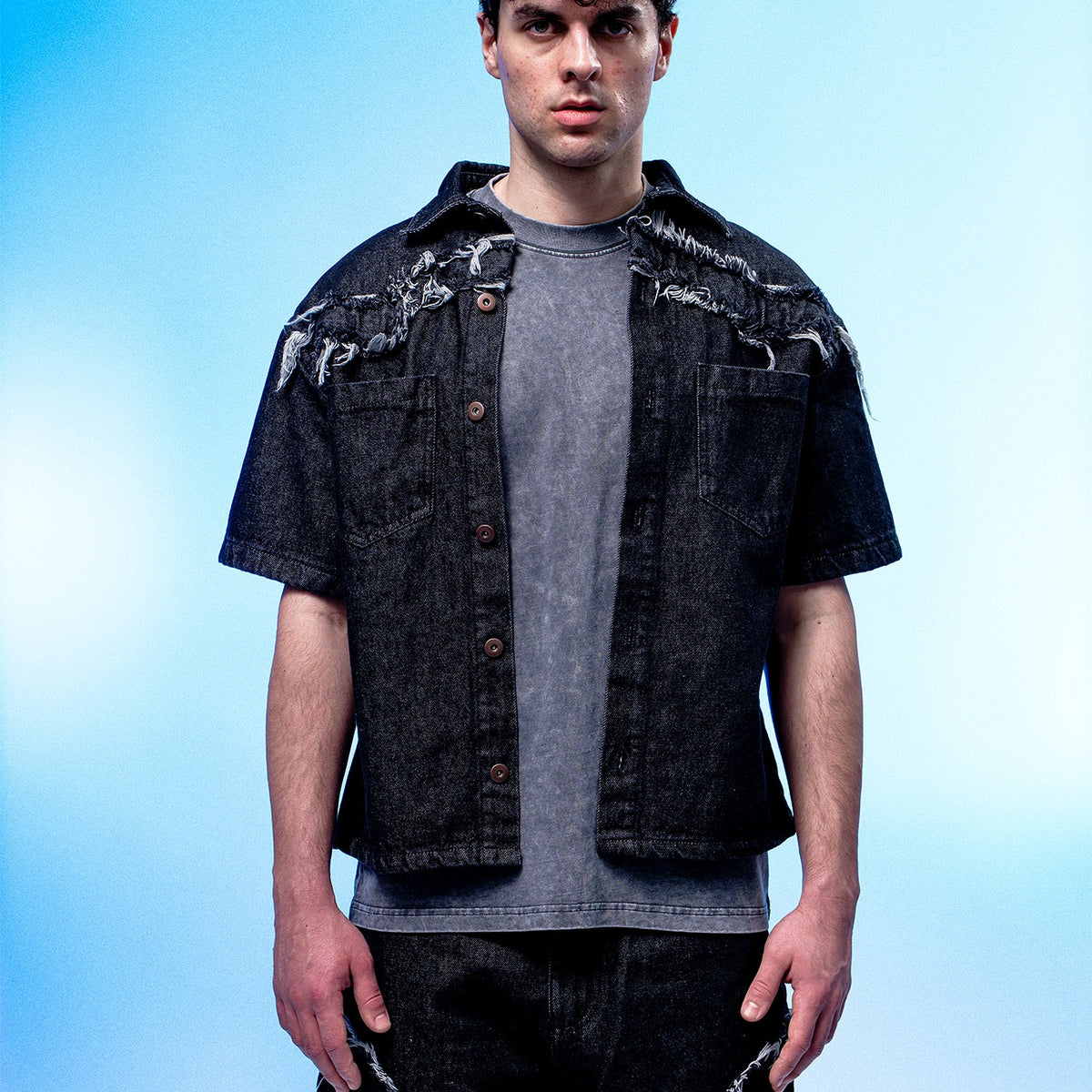 Son of Stars Black Denim Washed Shirt