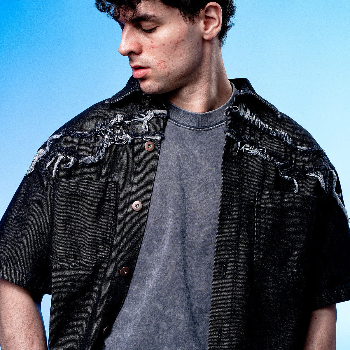 Son of Stars Black Denim Washed Shirt - foto 2