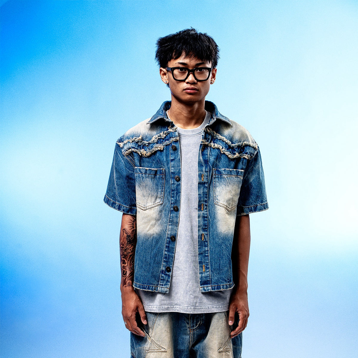 Son of Stars Blue Denim Washed Shirt