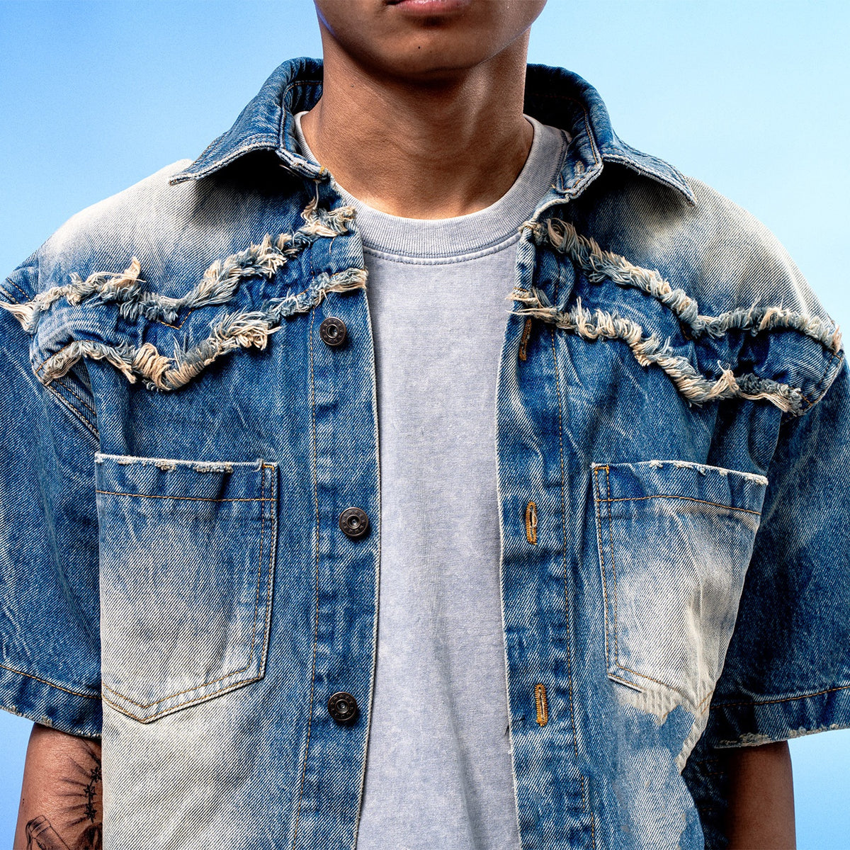 Son of Stars Blue Denim Washed Shirt - foto 2