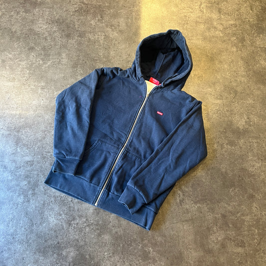 Supreme Small Box Zip Up Hooded Sweatshirt Navy Taglia M (Usata)