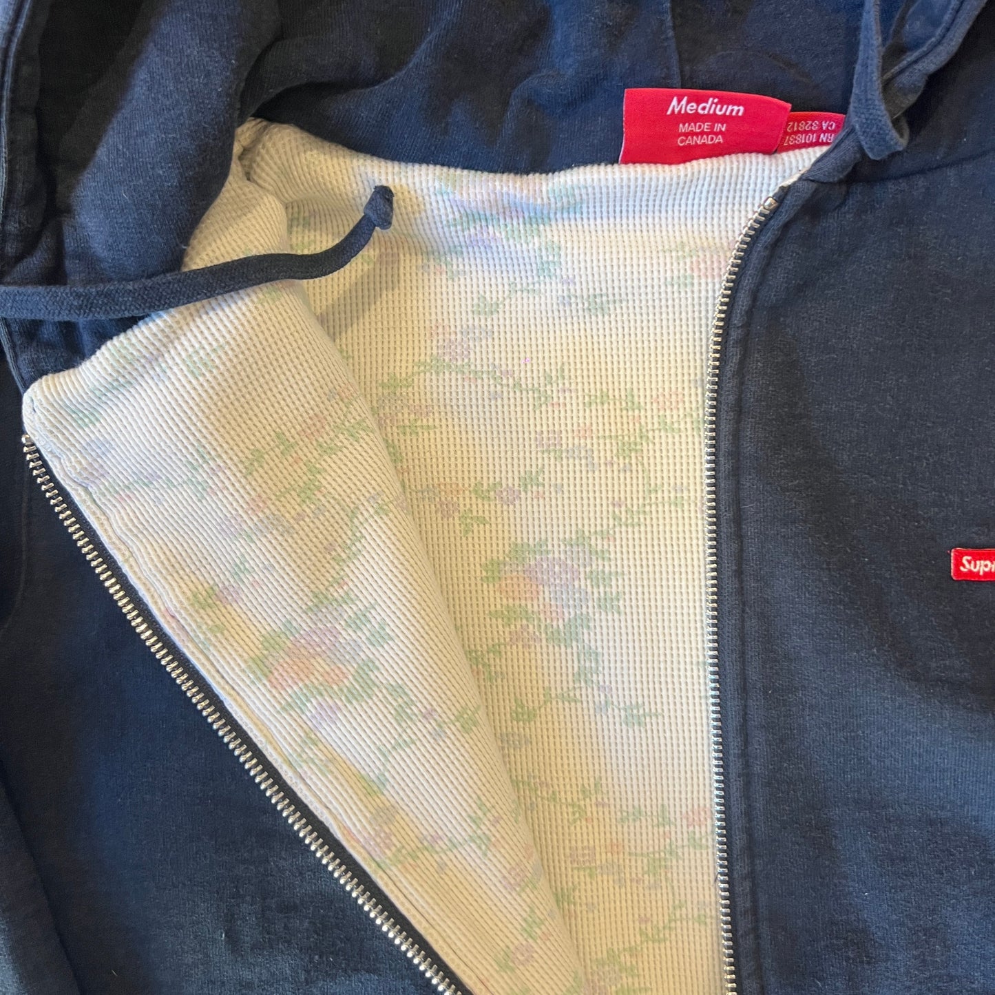 Supreme Small Box Zip Up Hooded Sweatshirt Navy Taglia M (Usata)