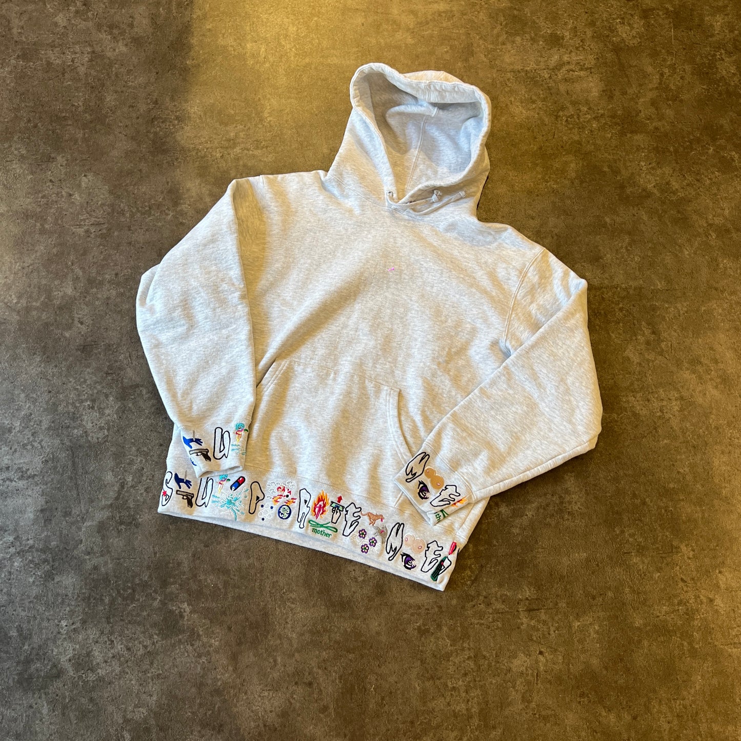 Supreme AOI Icons Hooded Sweatshirt Ash Grey Taglia S (Usato)